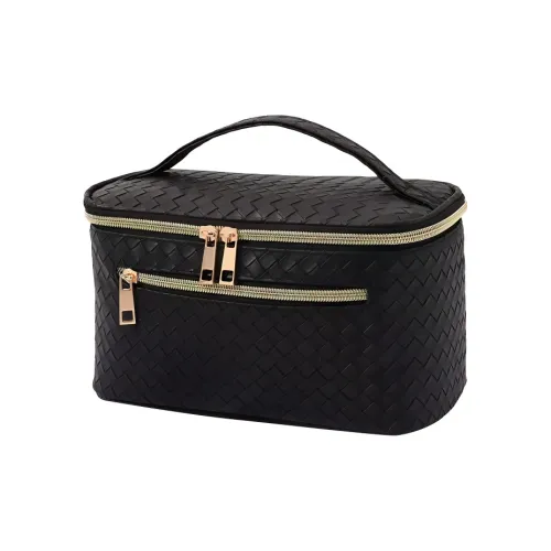 Sweet Pillow House Woven PU Makeup Bag For Women's, Travel Casual, Large Capacity, Makeup And Toiletry Kit Storage Bags