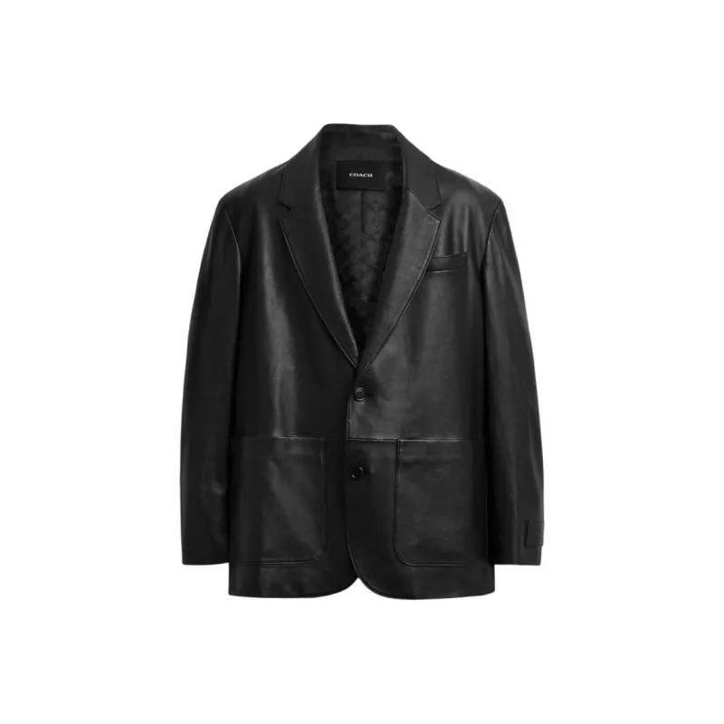 COACH Leather Jacket Men's Black-0