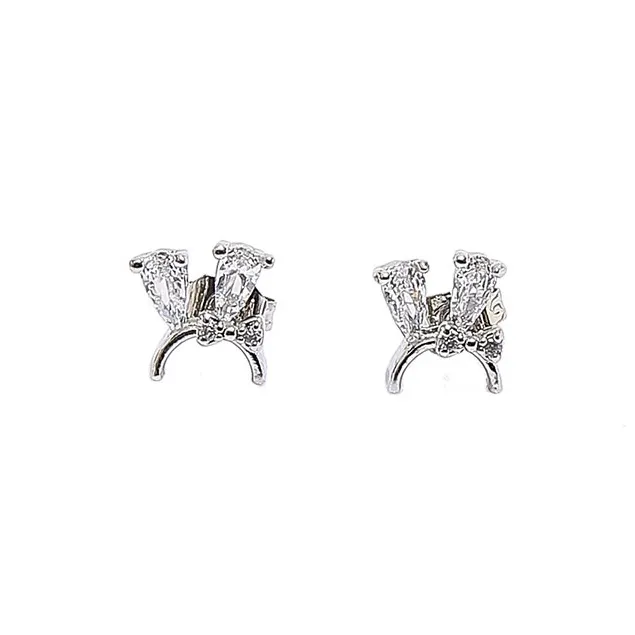 WIR ORNAMENTS Gold Plated Copper Stud Earrings Women's Silver-9