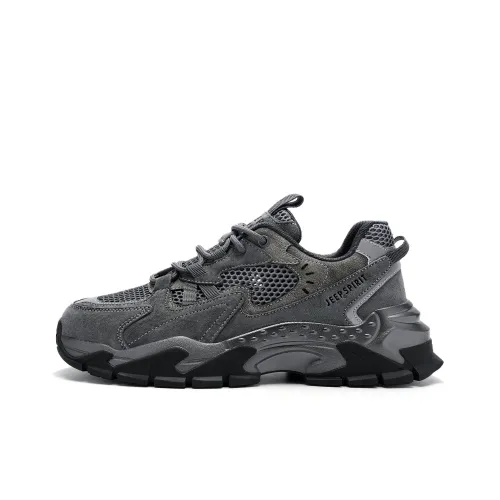 JEEP SPIRIT Black Myth Chunky Sneakers Men Low Top Ancient City Gray