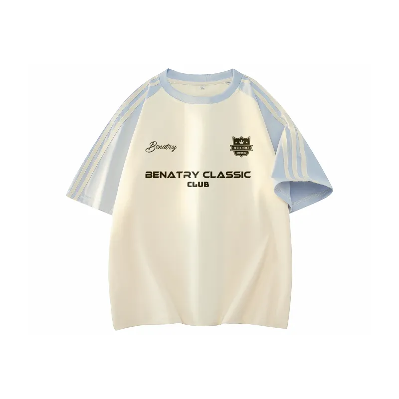 BENATRY T Shirt Unisex Apricot & Light Blue-0