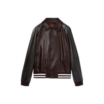GUCCI Leather Jacket Men's Brown