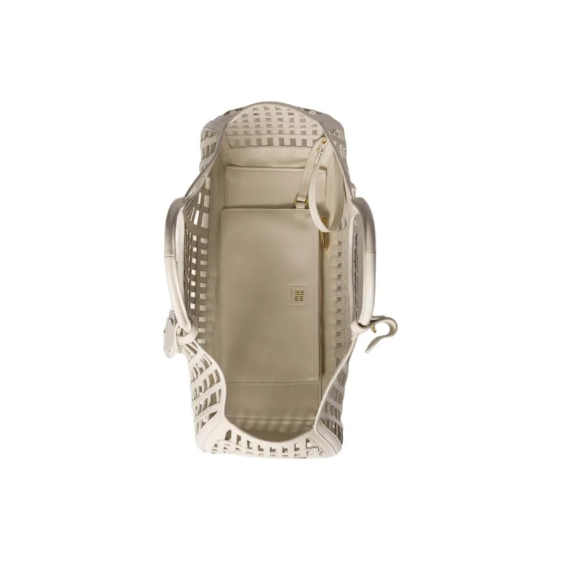 MIU MIU Cow Leather Handbag Unisex White-4