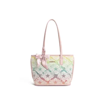SHORT HAIR GIRL PU Tote Bag, Shopping Bag, Handbag, Shoulder Bag Regular Women's Blue Pink