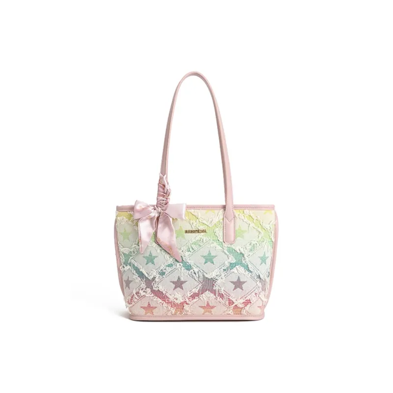SHORT HAIR GIRL PU Tote Bag, Shopping Bag, Handbag, Shoulder Bag Regular Women's Blue Pink-0