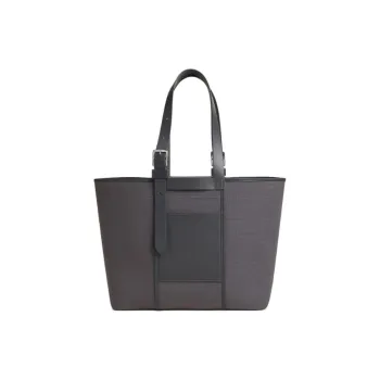 HERMES Etriviere Pocket Goeland Canvas With Hunter Leather And Swift Calfskin Handbag Men's Blue Gray