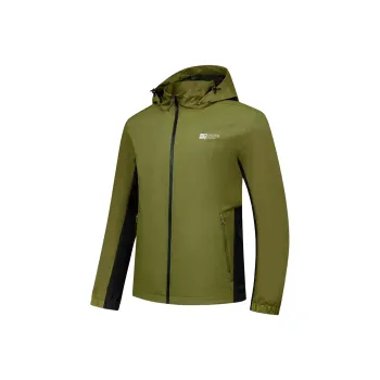 QIAODAN Trench Coat Men's Willow Green/Black