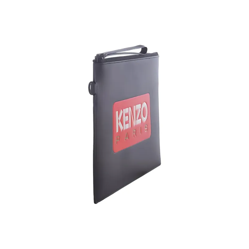 KENZO Cow Leather Clutch Tubas Unisex Black-2