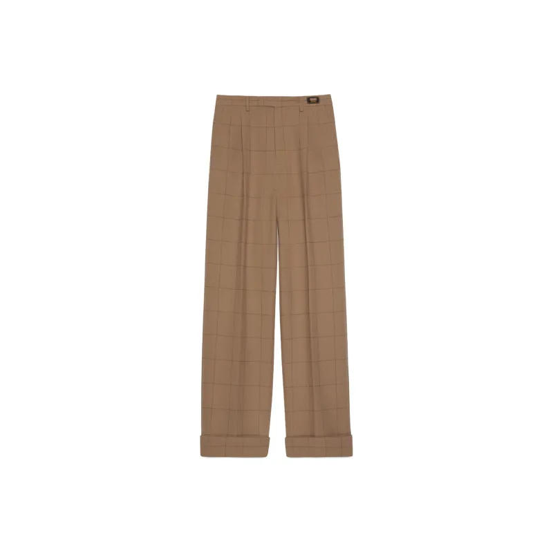 GUCCI Checked Wide Leg Trousers-0