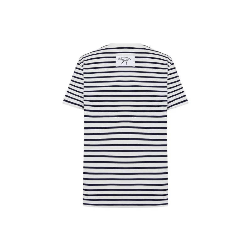 MOCO T Shirt Women's Blue White Stripes Color-1