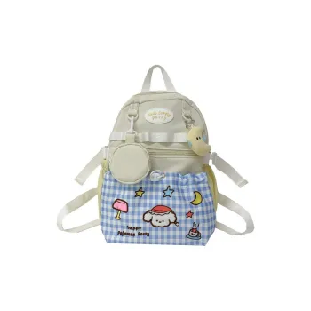 Debecca Composite Cloth Backpack Women's White Blue Plaid