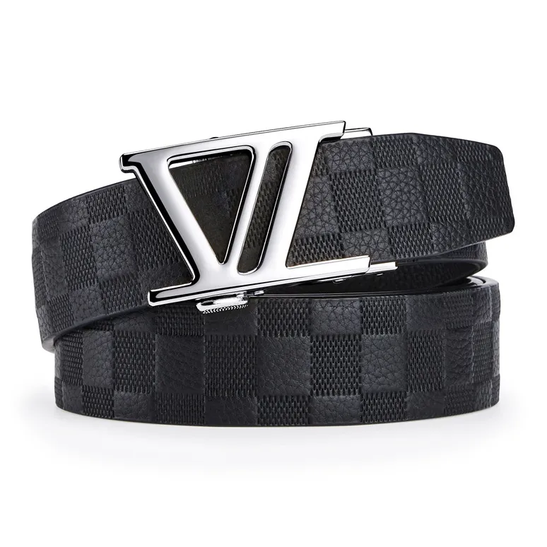 Jeccieziio Top Grain Cow Leather Belt Men's Gunmetal, Gold, Silver Width 3.5CM-12