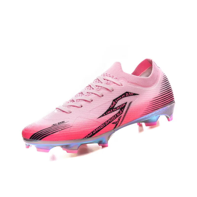 Saibi AG Rubber Short Studs Soft Ground Cushioning, Slip Resistant, And Abrasion Resistant Soccer Shoes Unisex Pink-1