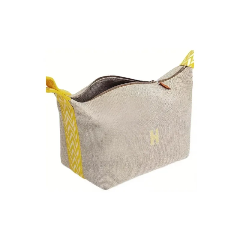 HERMES Bride a Brac Fabric Storage Bags Toiletry Bags Small Size Unisex Lemon-5