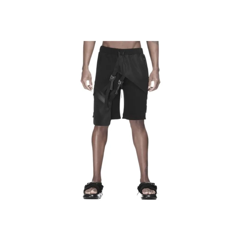 NORVINCY Urban Techwear Elastic String 3D Effect Patch Pocket Cargo Shorts Unisex-0