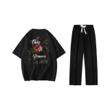 Set (Black Top+Black Pants)