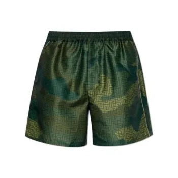 Balmain Hair Camouflage Monogrammed Shantung Shorts