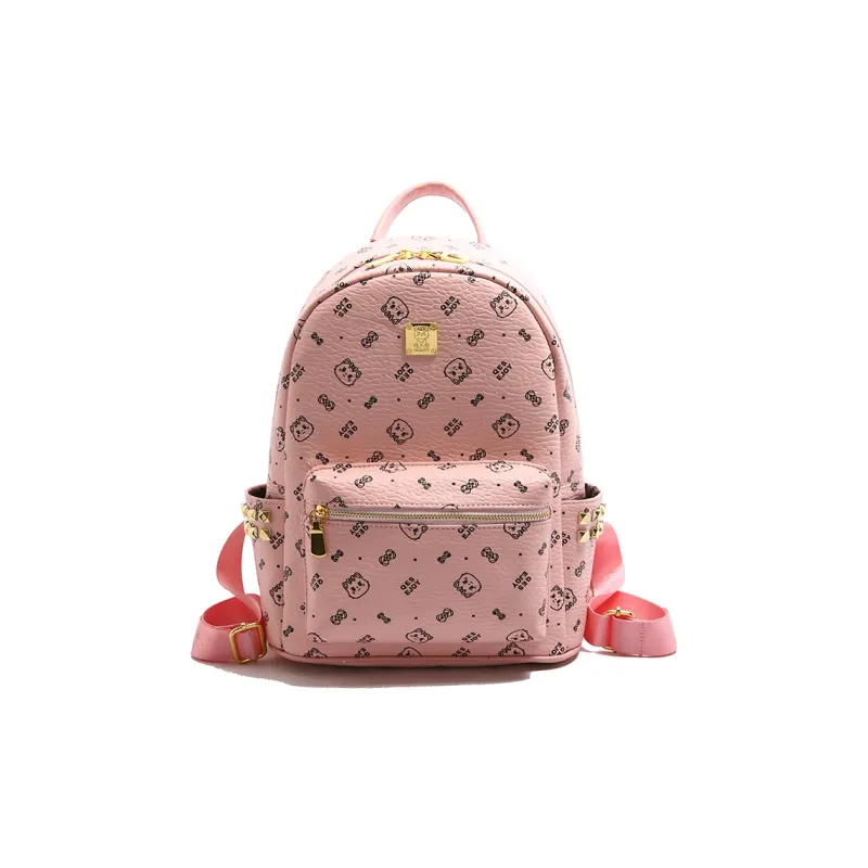 Gerlanx PU Backpack Regular Women's Pink/Brown/White/Black-0