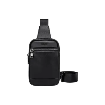 FAIRWHALE Top Grain Cow Leather Sling Bag Men's Black