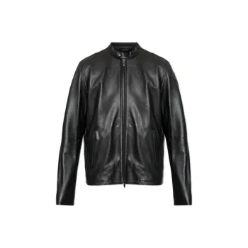 DIESEL Leather Jacket Men's Black
