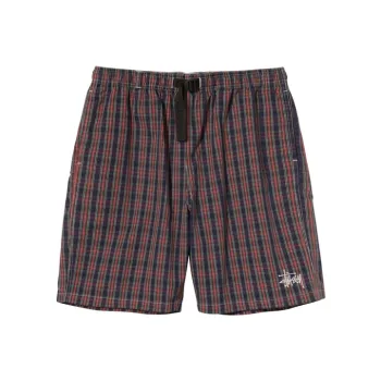 Stussy Casual Shorts Men Red Blue Plaid