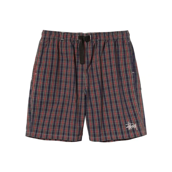 Stussy Casual Shorts Men Red Blue Plaid-0