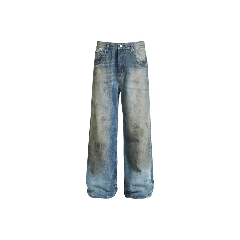 YearnObtainRainbow Jeans Unisex Dirty Dyed Blue-0
