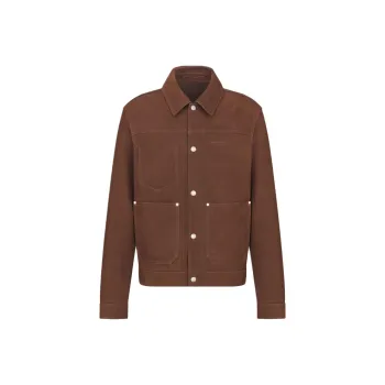 DIOR SS25 Summer Men's Clothing Collection Leather Jacket Men's Brown