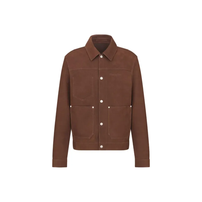 DIOR SS25 Summer Men's Clothing Collection Leather Jacket Men's Brown-0
