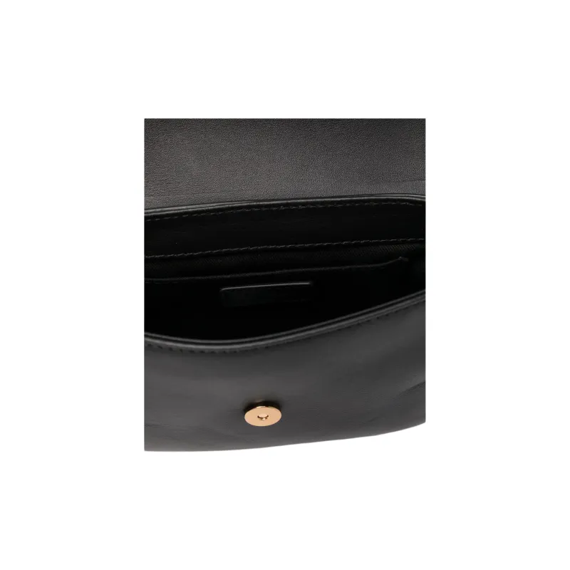 FANSIZHE Gianni Cow Leather Shoulder Bag Women's Black-3
