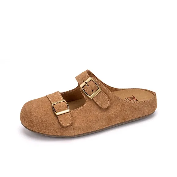 Martniel Rubber Sole Slip Resistant Closed Toe Slippers Women's Earth Yellow-1