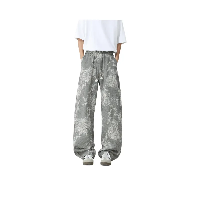 URBAN AUTHENTIC Casual Pants Unisex Pattern Gray-0