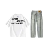 Clothing Set (White Short-Sleeved Shirt+Jeans)