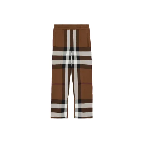 Burberry Men Check print Track Pants Brown