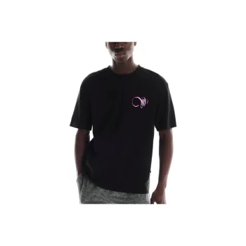 On T Shirt Men's Black/Raspberry Red