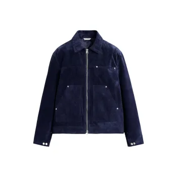 ZARA Leather Jacket Men's Dark Blue