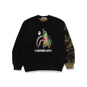 A BATHING APE X Clot Camo Shark Crewneck