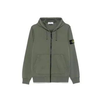 STONE ISLAND Logo Patch Zip Up Hoodie