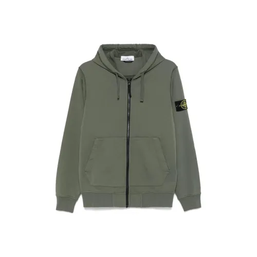 STONE ISLAND Logo Patch Zip Up Hoodie