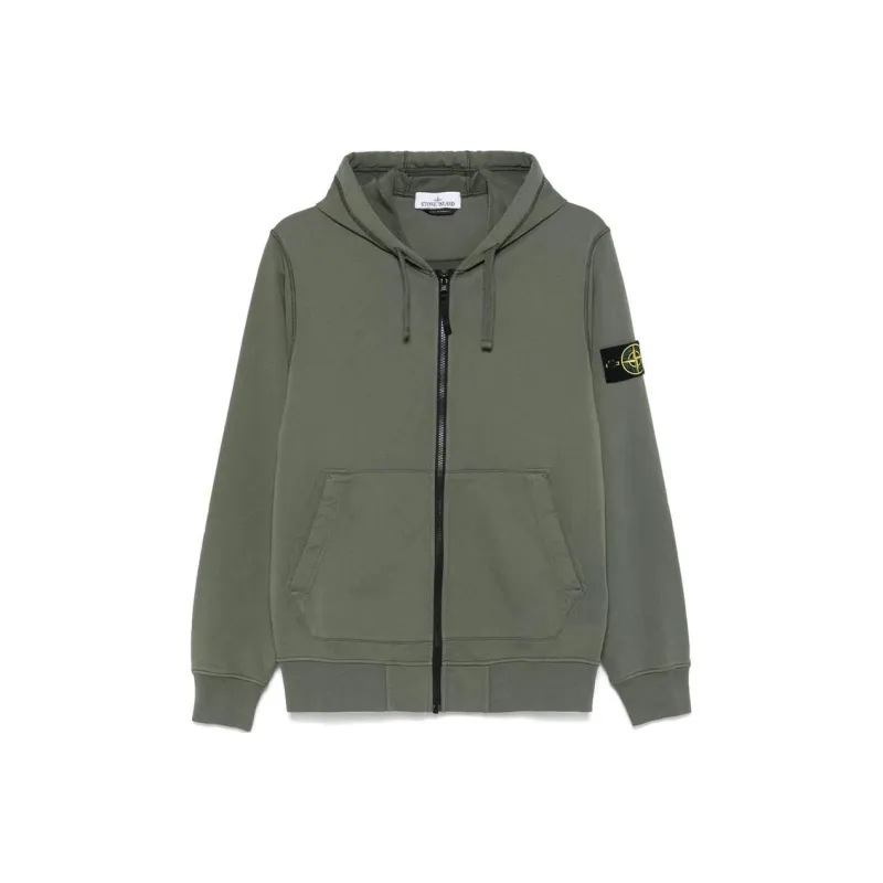 STONE ISLAND Logo Patch Zip Up Hoodie-0
