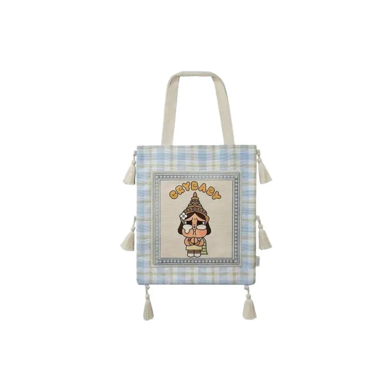POP MART CRYBABY Canvas Bag, Shoulder Bag Women's Blue & White-0