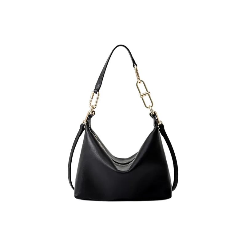 FION Cow Leather Shoulder Bag Regular Women's Classic Black-0