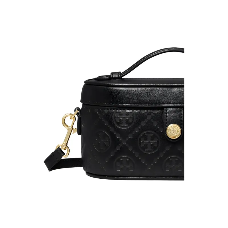 TORY BURCH T Monogram Cow Split Leather One Shoulder Crossbody Portable Makeup Bag Women's Black-3