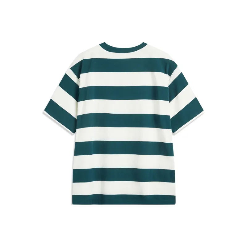 LiNing Sports Trend Series T Shirt Unisex White And Green Stripes-1