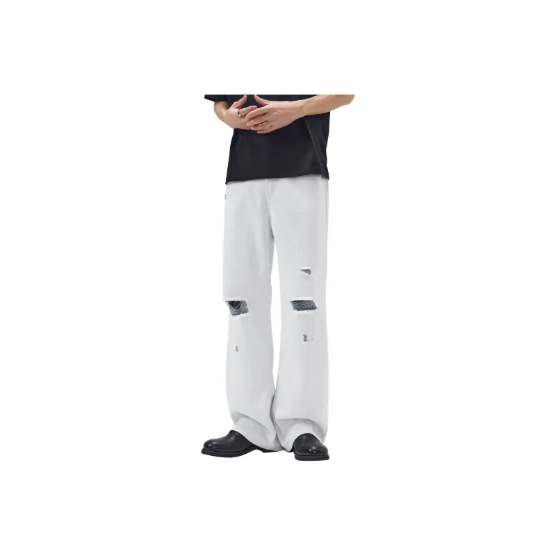 KM Jeans Unisex Blue Yarn White-0