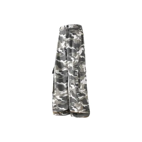 David Bakken Cargo Pants Unisex White Gray Camouflage