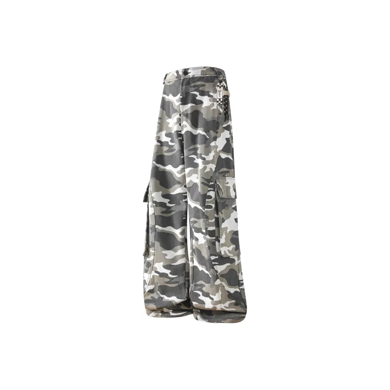 David Bakken Cargo Pants Unisex White Gray Camouflage-0