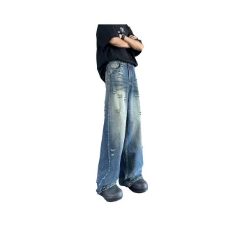 HOKLV Jeans Unisex Blue