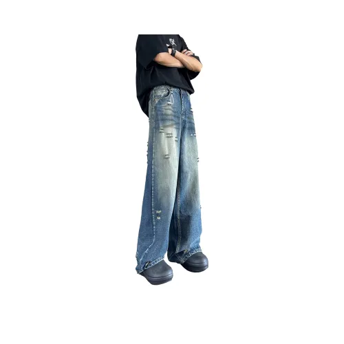 HOKLV Jeans Unisex Blue