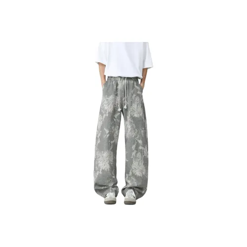 F·dragon Casual Pants Unisex Pattern Gray
